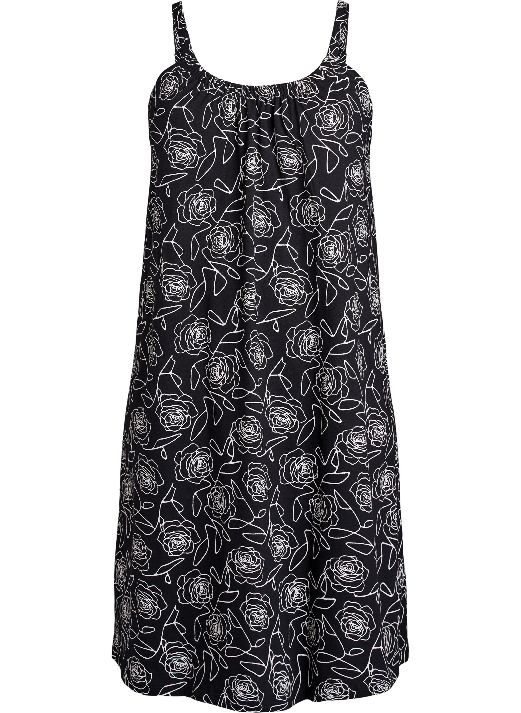 ZizziRobe &agrave; bretelles midi en coton bio, Noir, Packshot image number 0