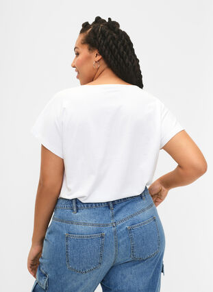 T-shirt à col en V avec poche sur la poitrine, Bright White, Model image number 1
