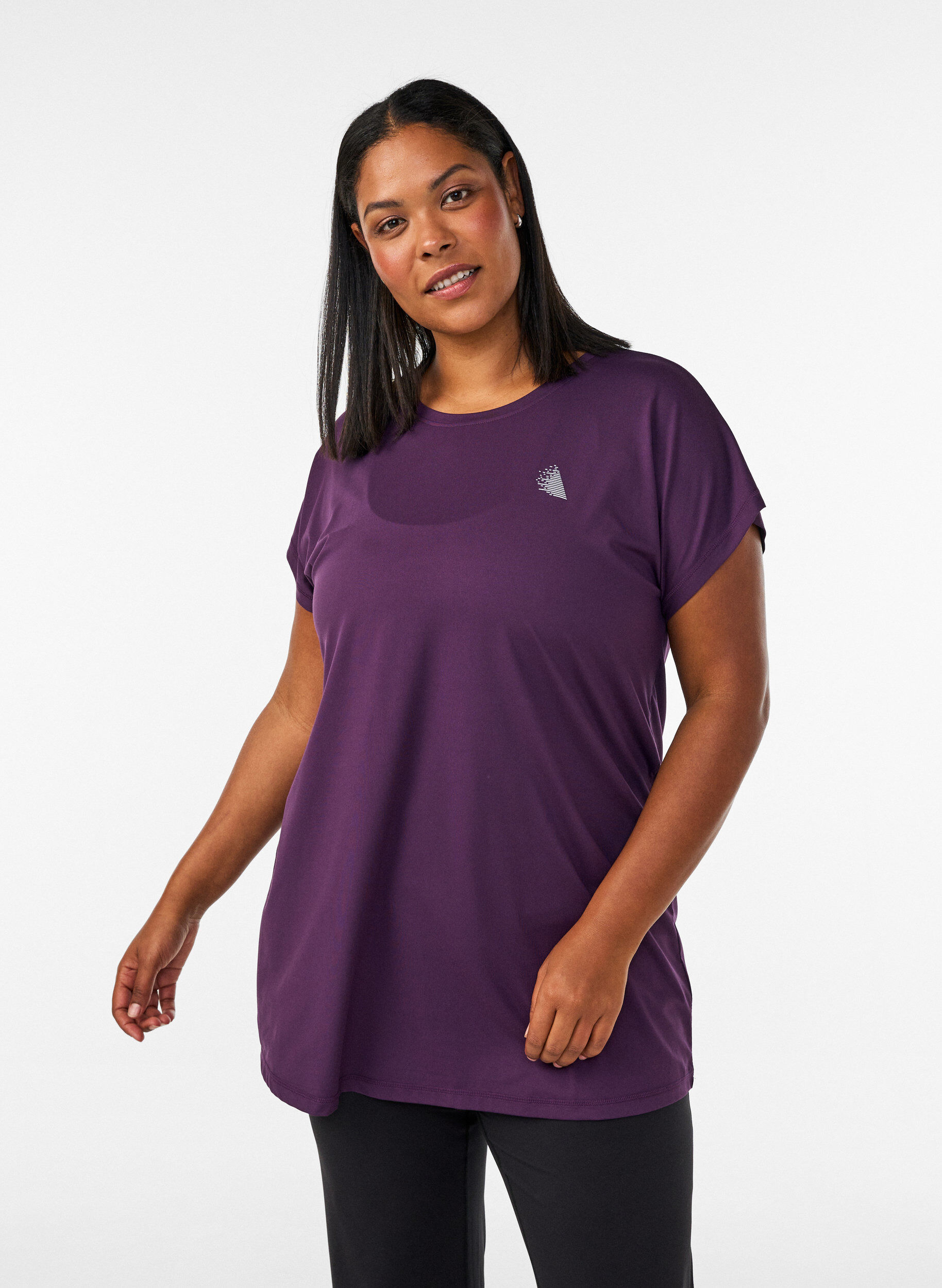 T-shirt long de sport, Violet, Model