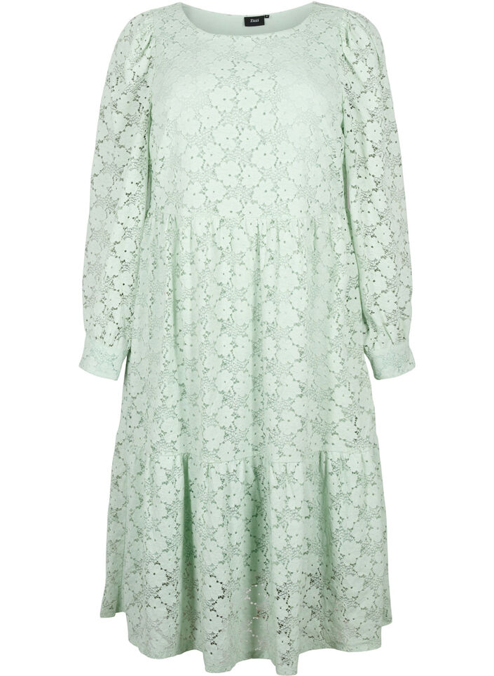 Robes en dentelle avec manches longues, Pastel Green , Packshot image number 0