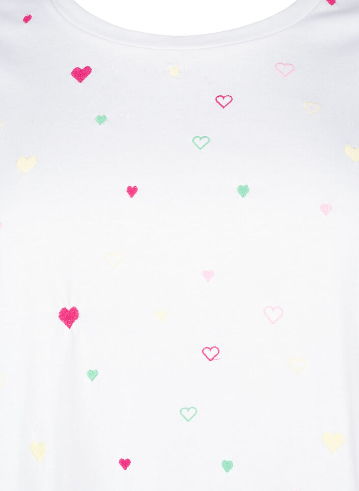 T-shirt en coton biologique avec des cœurs, White Heart Emb., Packshot image number 2