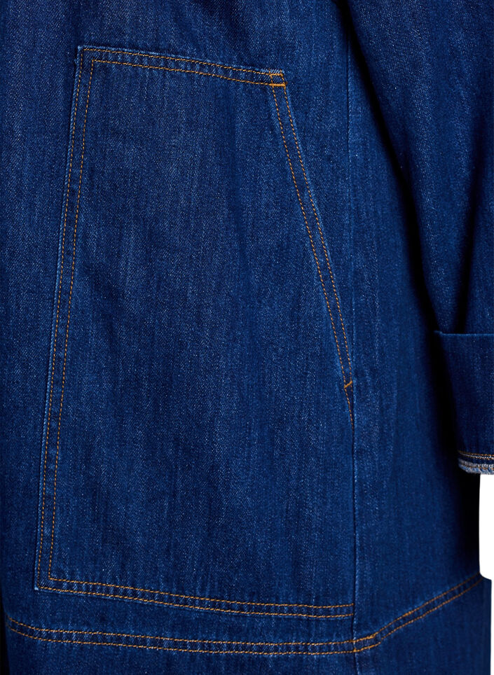 Robe courte en jean avec col et fermeture boutonn&eacute;e, Bleu, Packshot image number 3