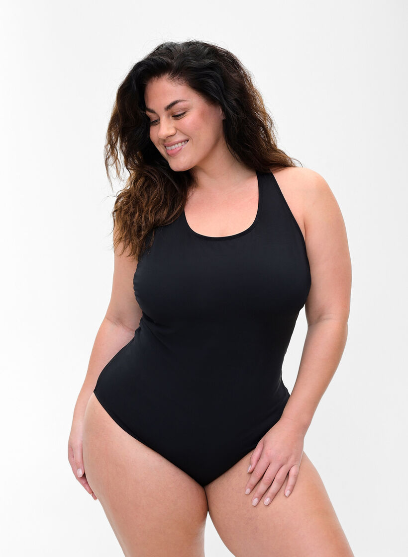 Maillot de bain avec dos croisé, Black, Model image number 0