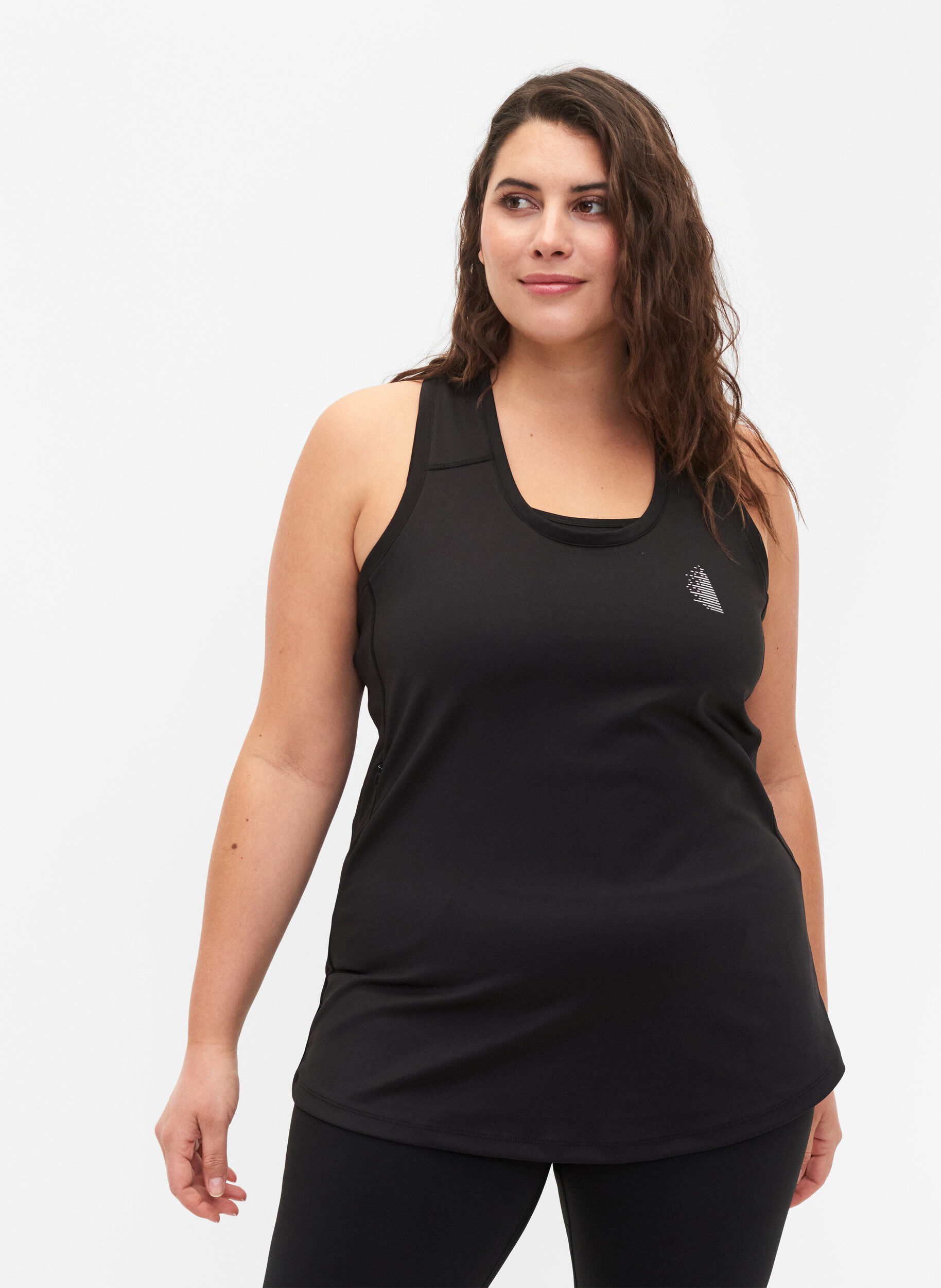 Zizzi Haut de sport avec dos rac&eacute; et maille, Black, Model image number 0