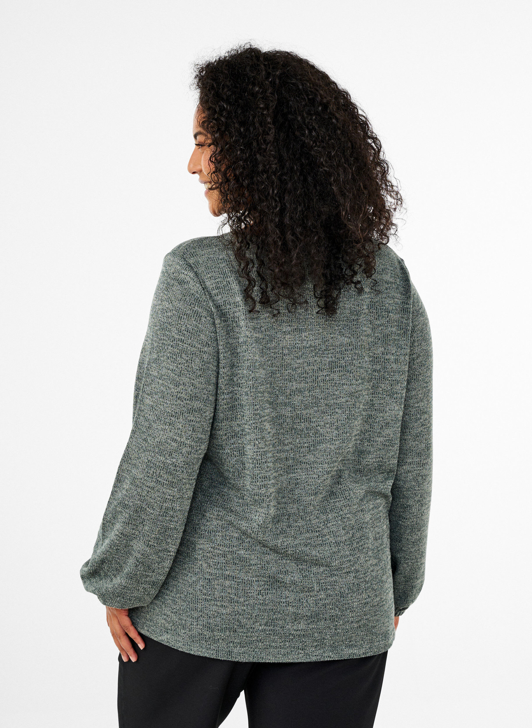 Zizzi FLASH - Chemisier en jersey &agrave; manches longues, Vert, Model image number 2