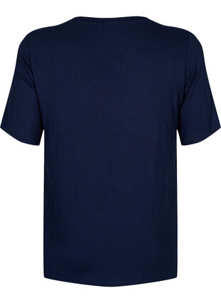 T-shirt en viscose avec structure côtelée, Navy Blazer, Packshot image number 1