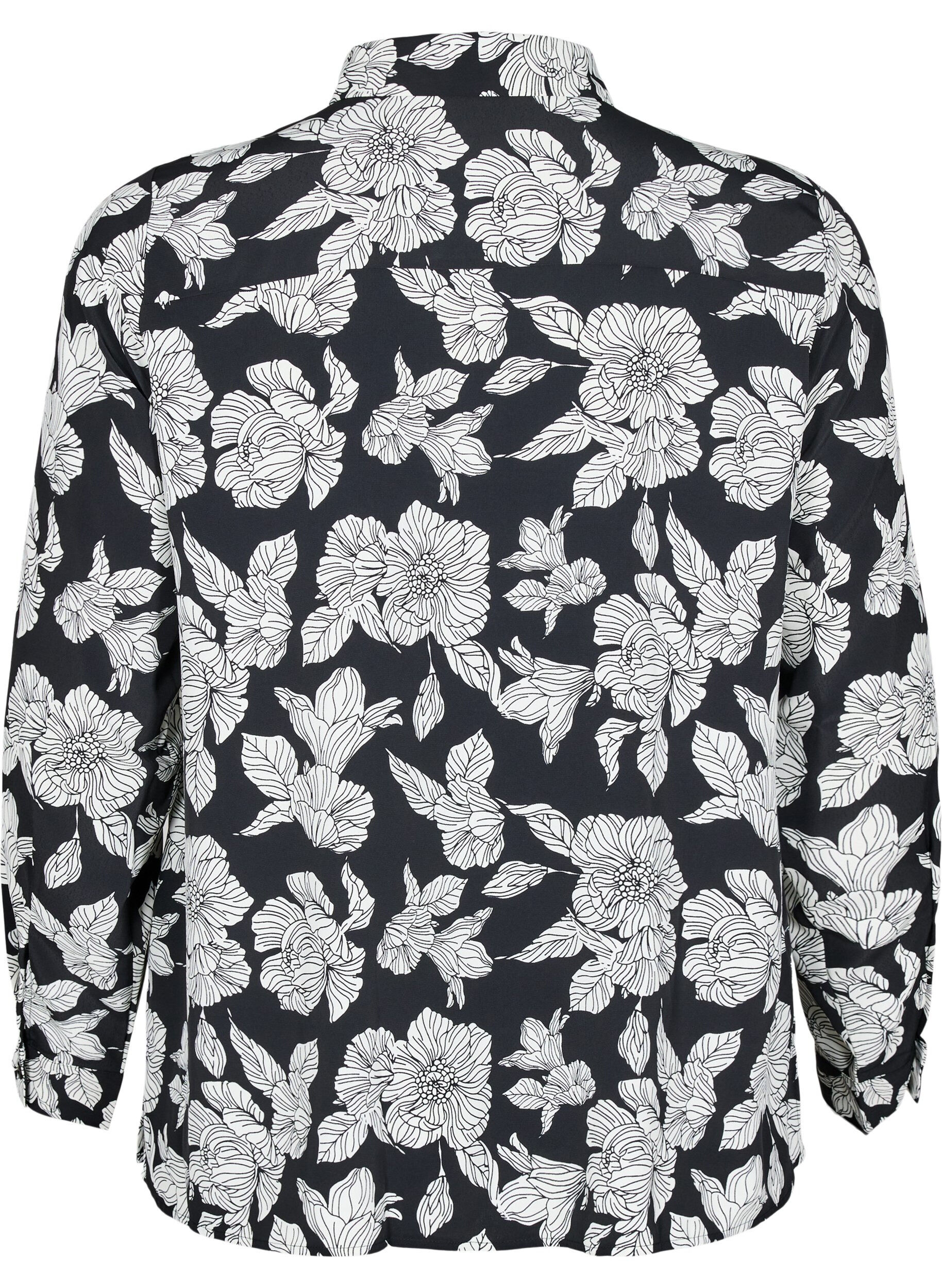 Zizzi Chemise &agrave; imprim&eacute; floral, Noir, Packshot image number 1