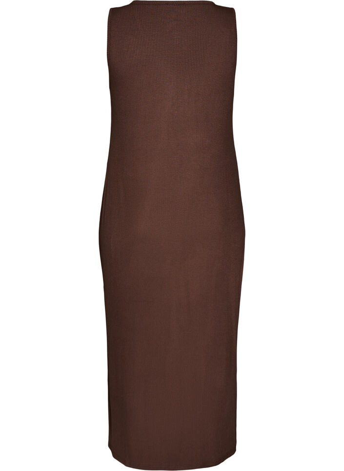 Robe c&ocirc;tel&eacute;e sans manches en viscose, Marron, Packshot image number 1