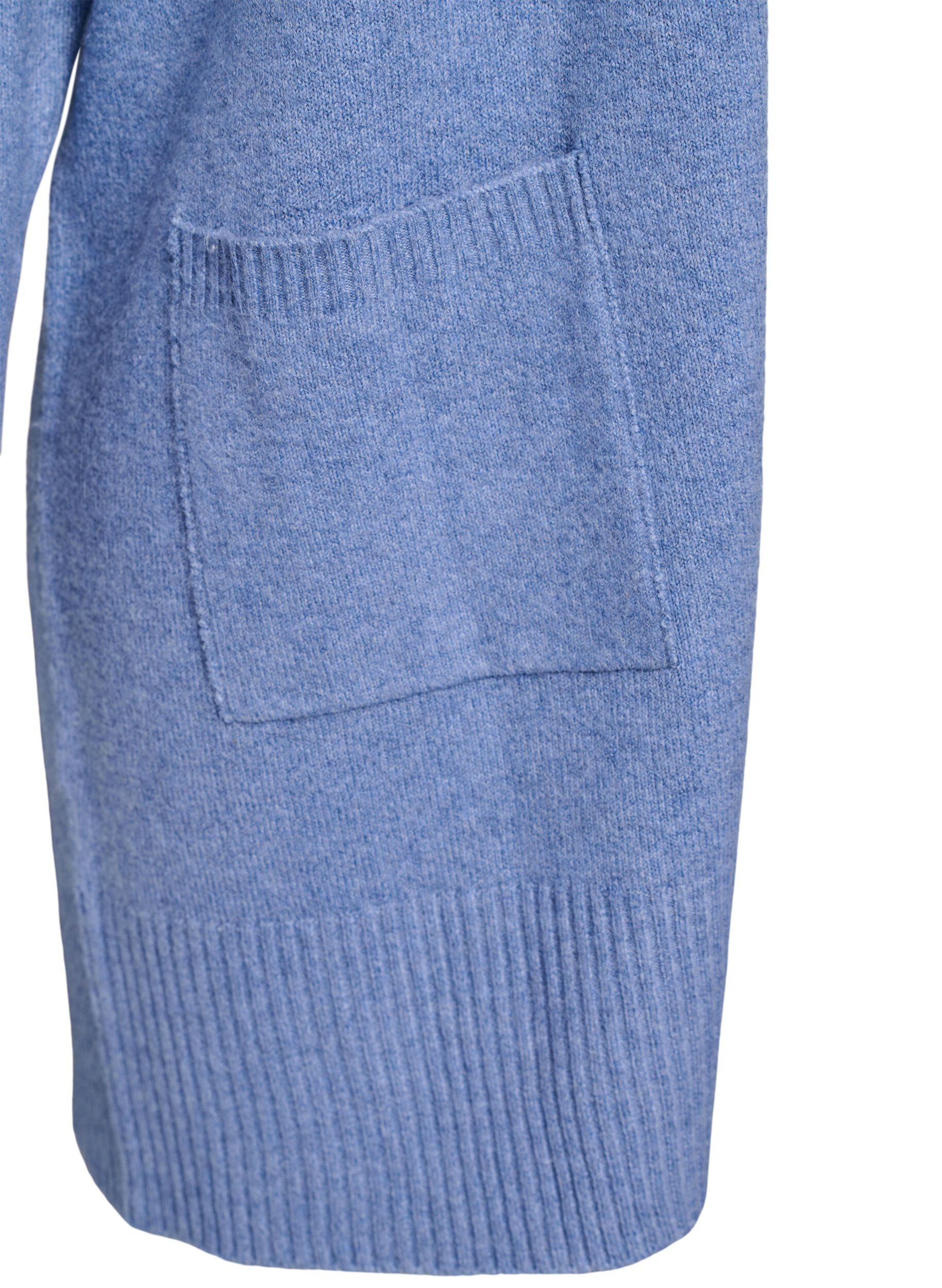 Zizzi Cardigan en tricot c&ocirc;tel&eacute; avec poches, Bleu, Packshot image number 3