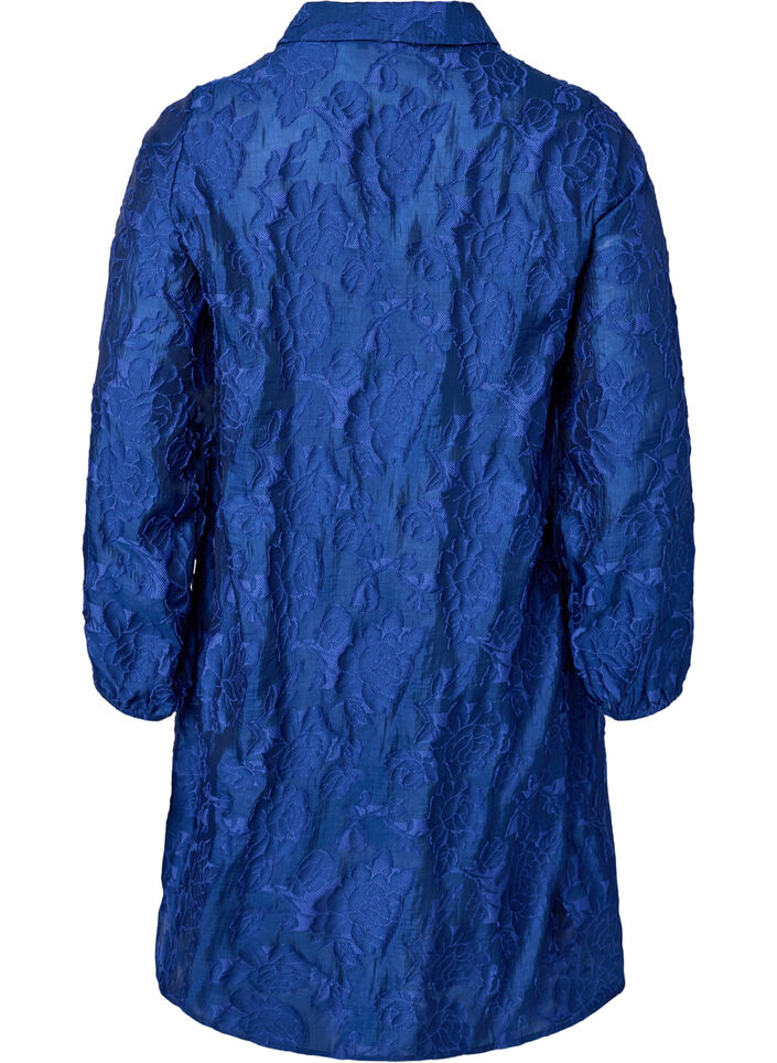 Chemise longue en jacquard, Mazarine Blue, Packshot image number 1