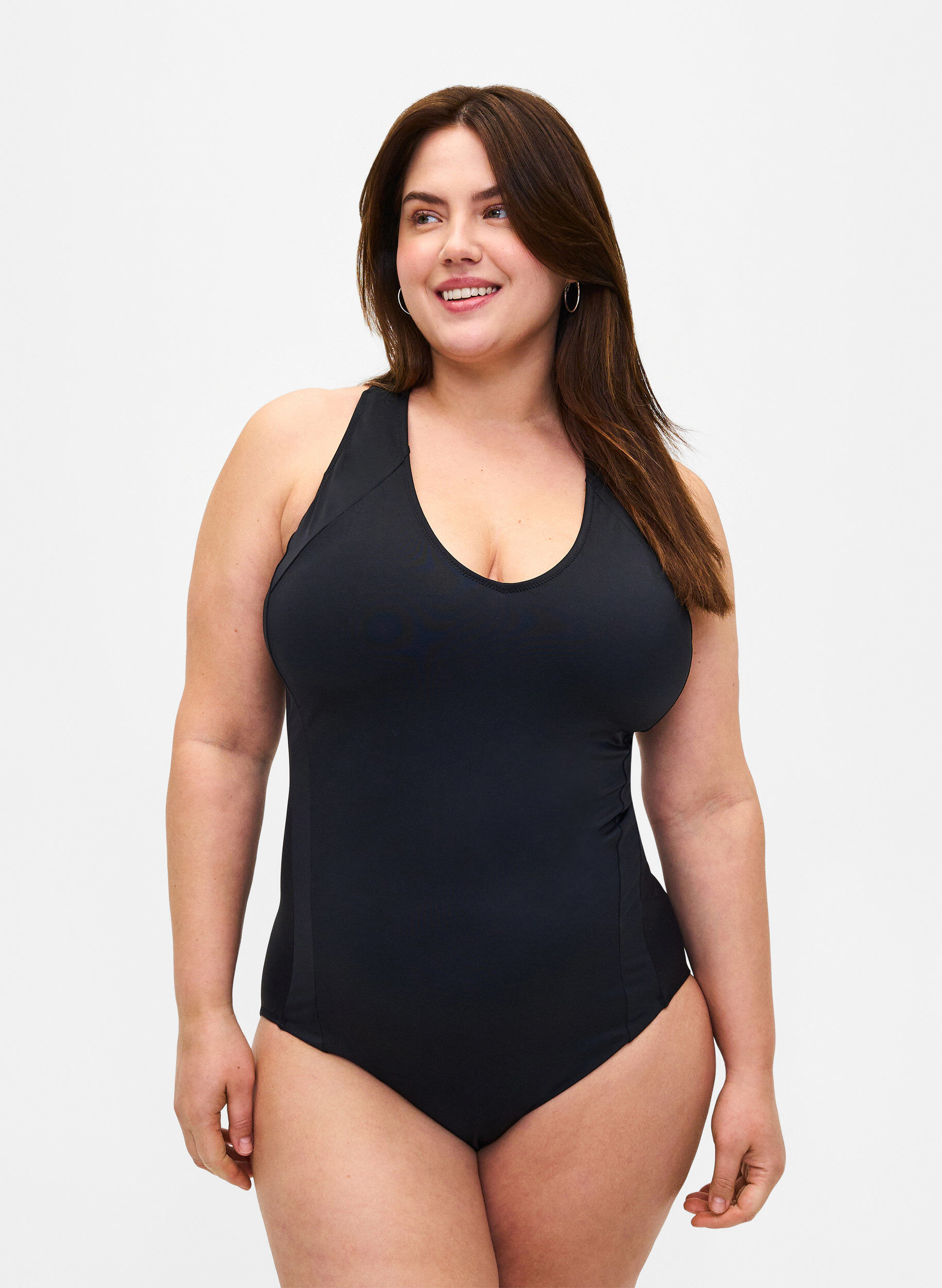 Zizzi Maillot de sport avec dos nageur, Black, Model image number 0