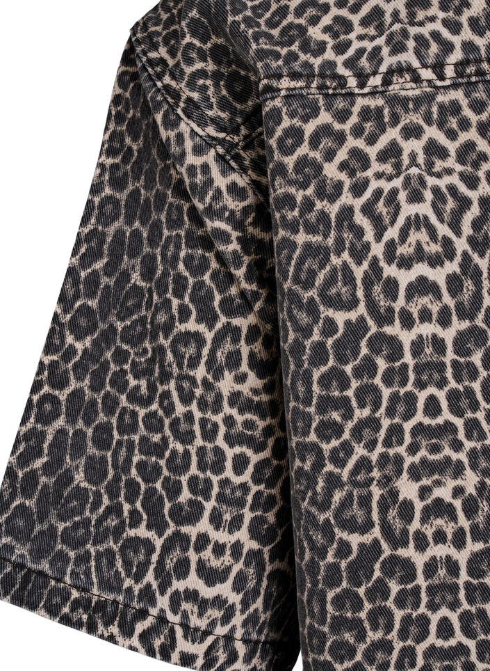 Chemise en denim à imprimé léopard et manches courtes, Leopard, Packshot image number 3