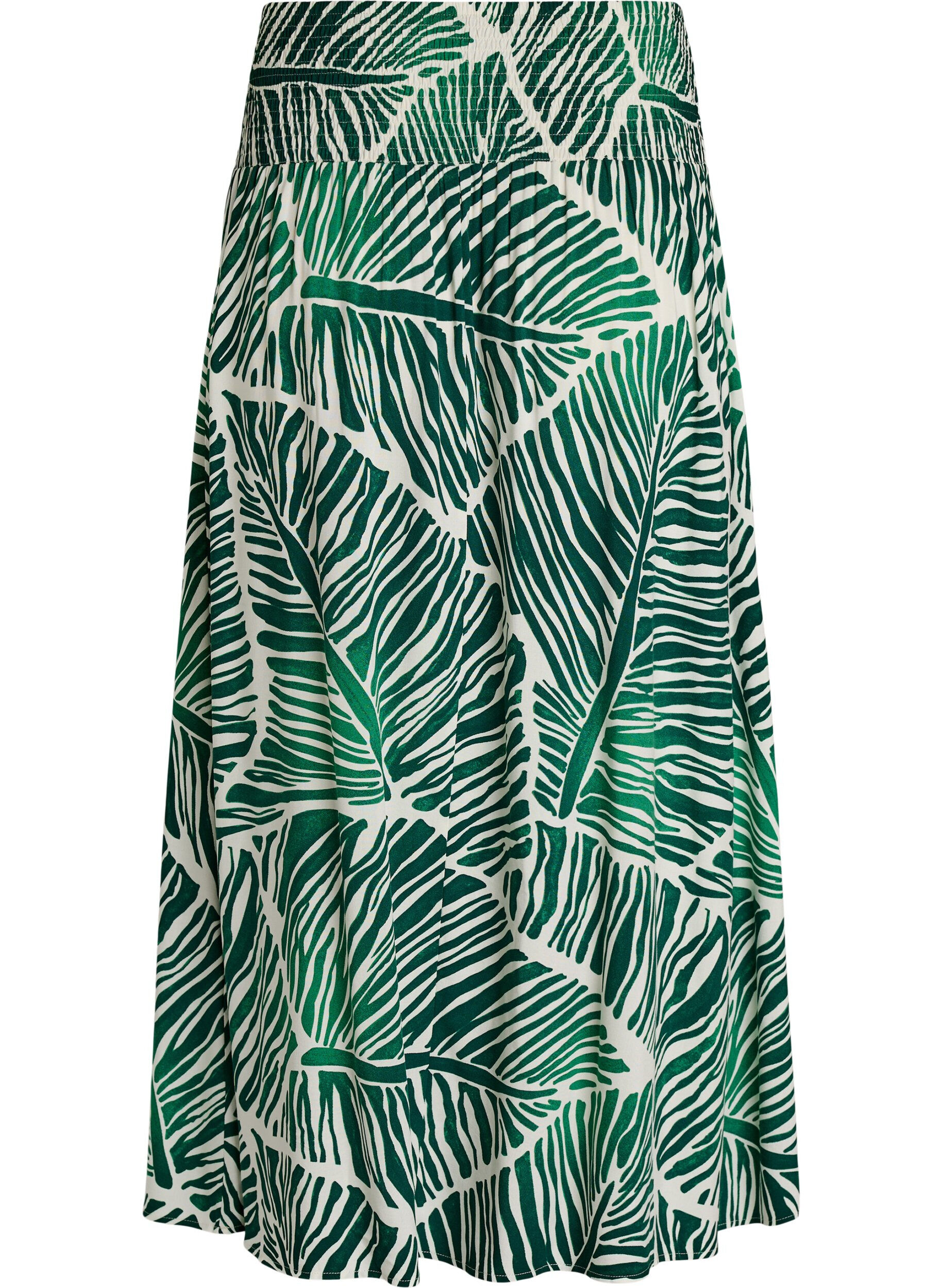 ZizziJupe longue en viscose avec smocks, Vert, Packshot image number 1