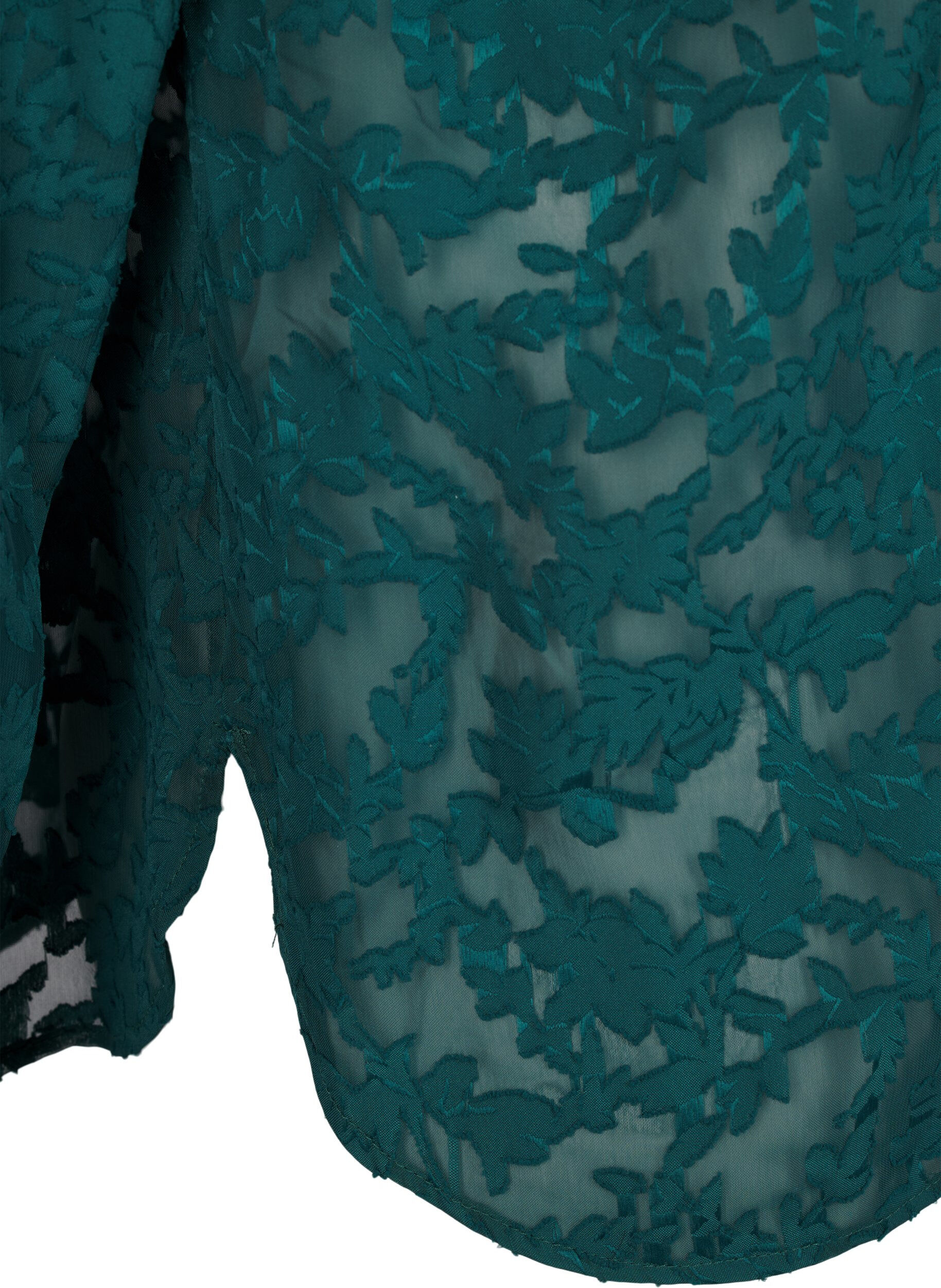Zizzi Une chemise en maille jacquard avec boutons, Rain Forest, Packshot image number 3