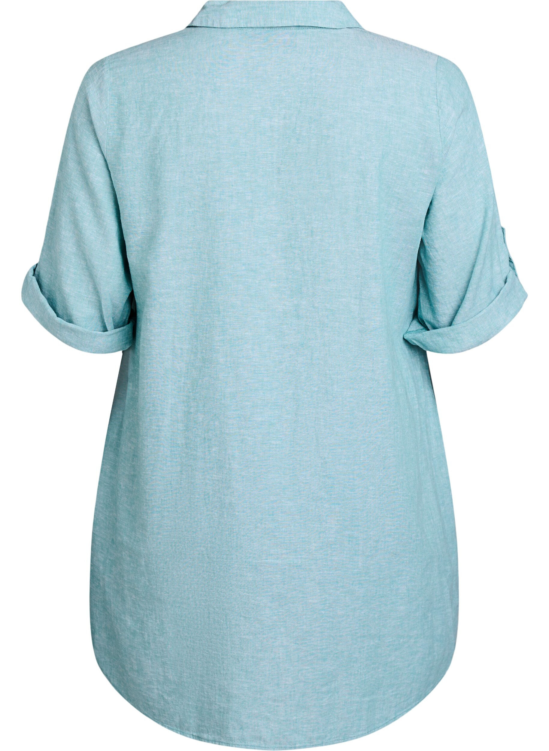 ZizziTunique coupe trap&egrave;ze en lin et viscose, Bleu, Packshot image number 1