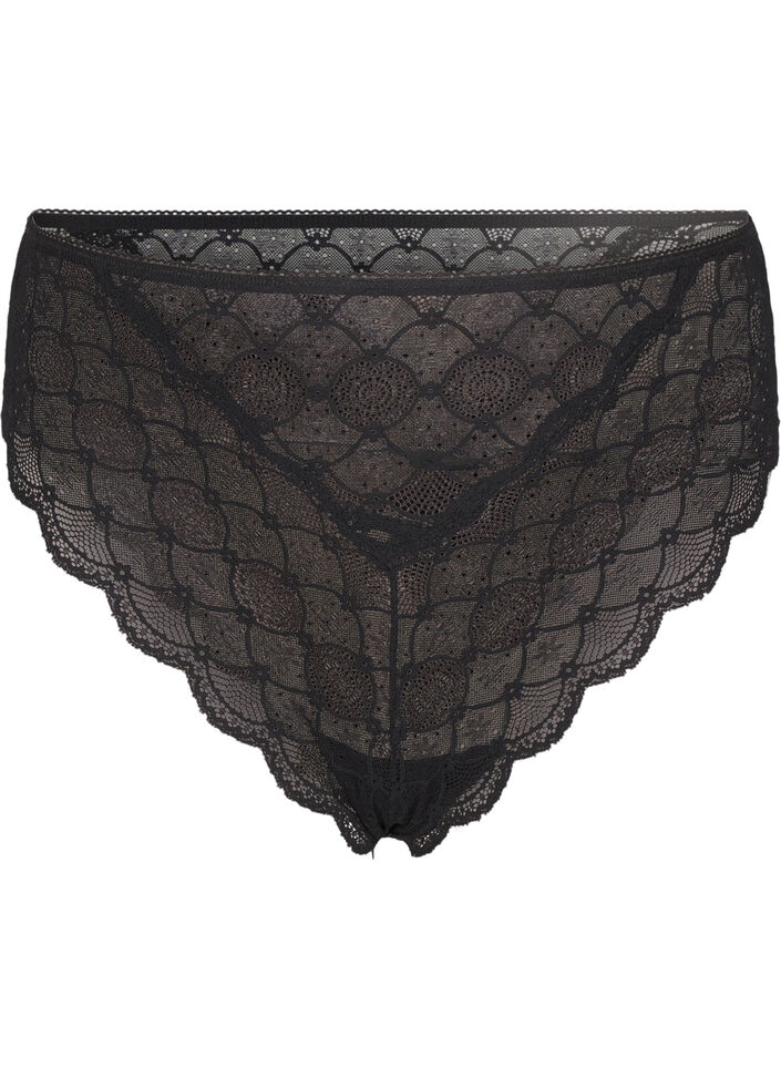 Culotte brésilienne en dentelle, Black, Packshot image number 0