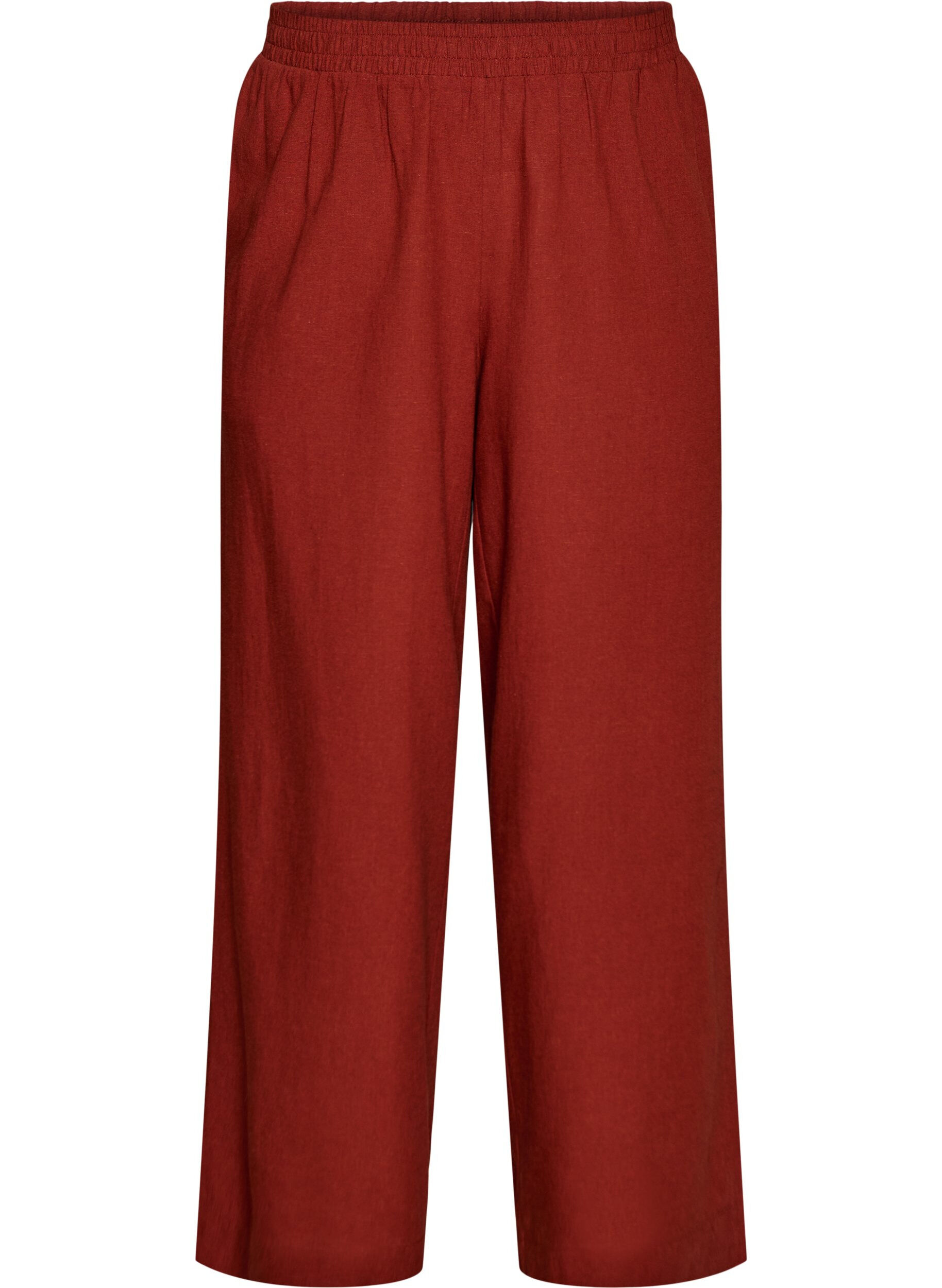 Pantalon large en lin et viscose