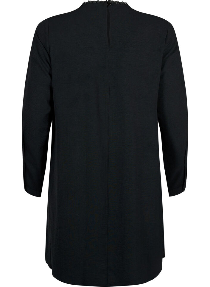 Robe avec détails en dentelle, Black, Packshot image number 1