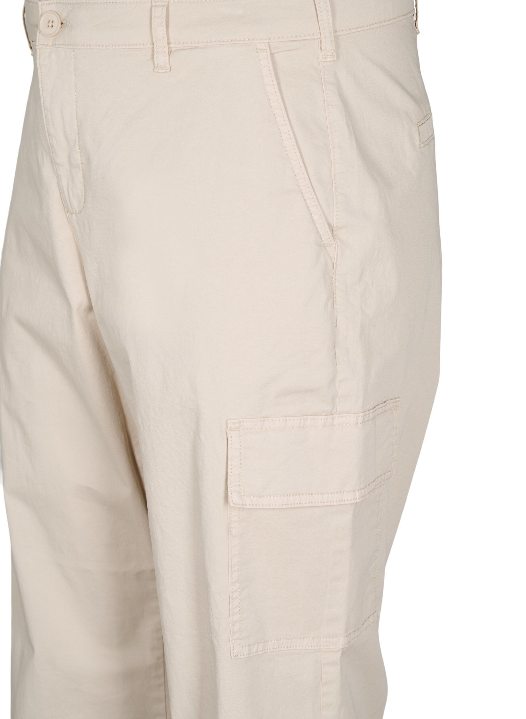 Zizzi Pantalon cargo taille haute, Beige, Packshot image number 2