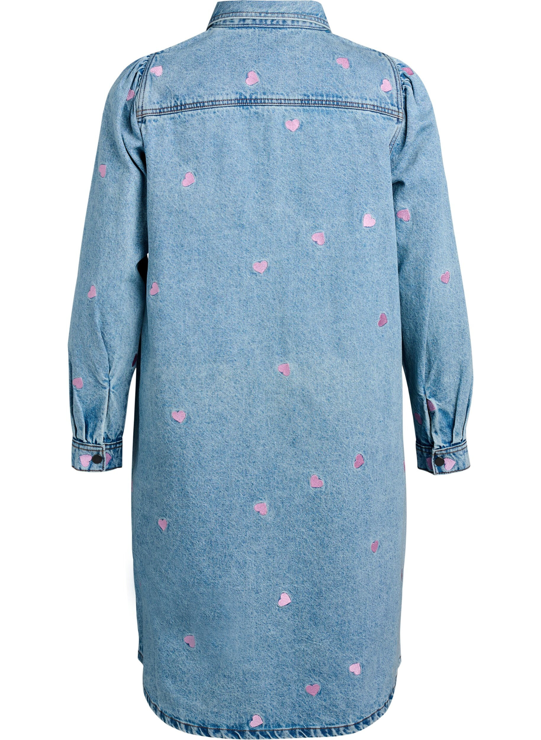 Zizzi Robe en jean avec imprim&eacute; cerises et poches poitrine, Bleu Clair, Packshot image number 1