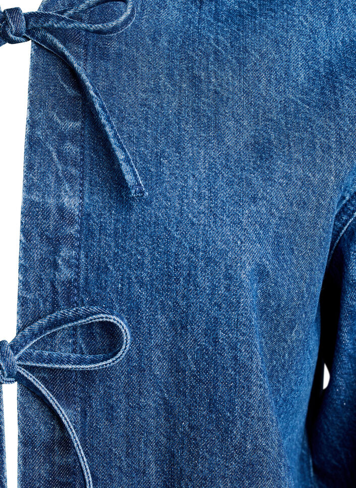 Veste en jean avec nœud de fermeture et poches, Blue Denim, Packshot image number 2