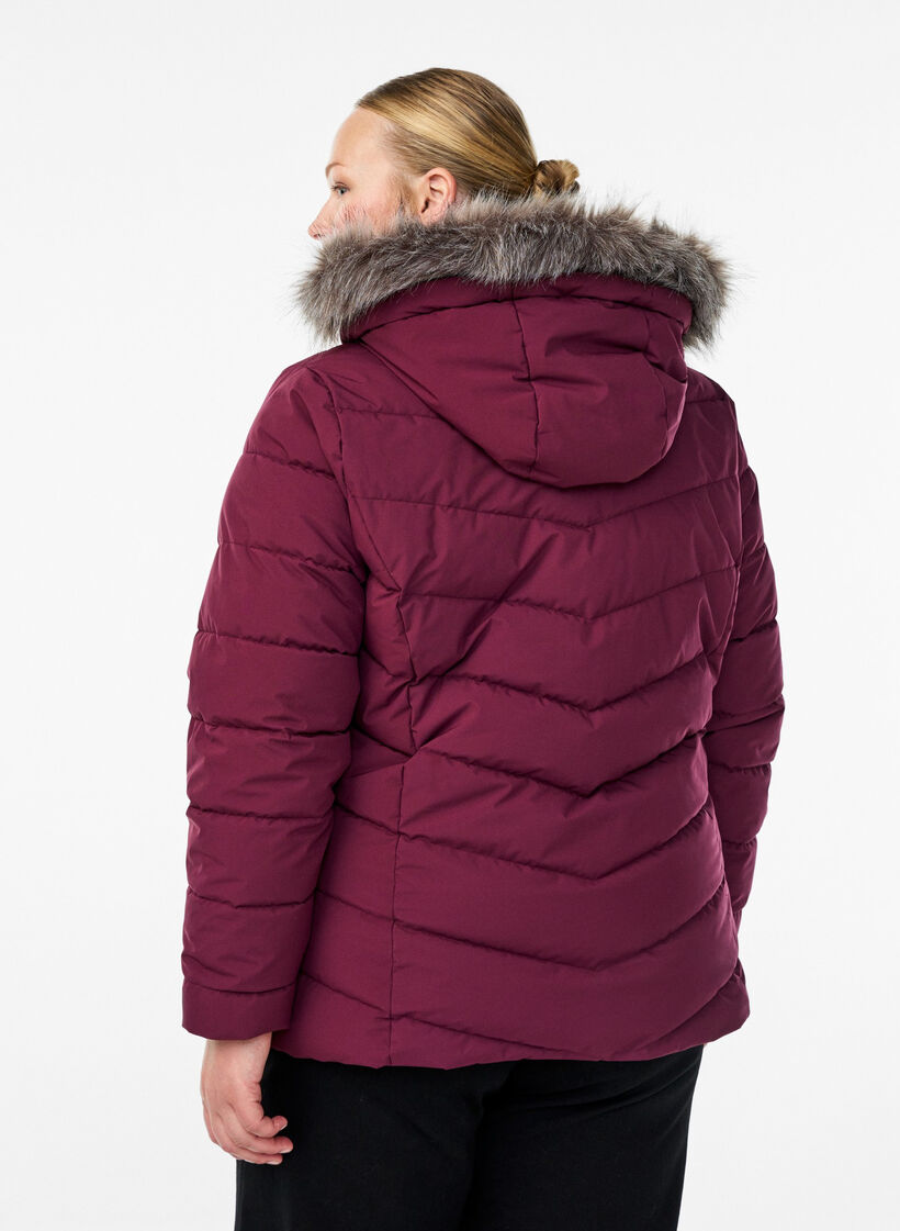 Veste courte &agrave; capuche, Bordeaux fonc&eacute;, Model image number 2
