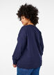 Sweat-shirt avec imprimé texte en relief, Bleu, Model image number 2