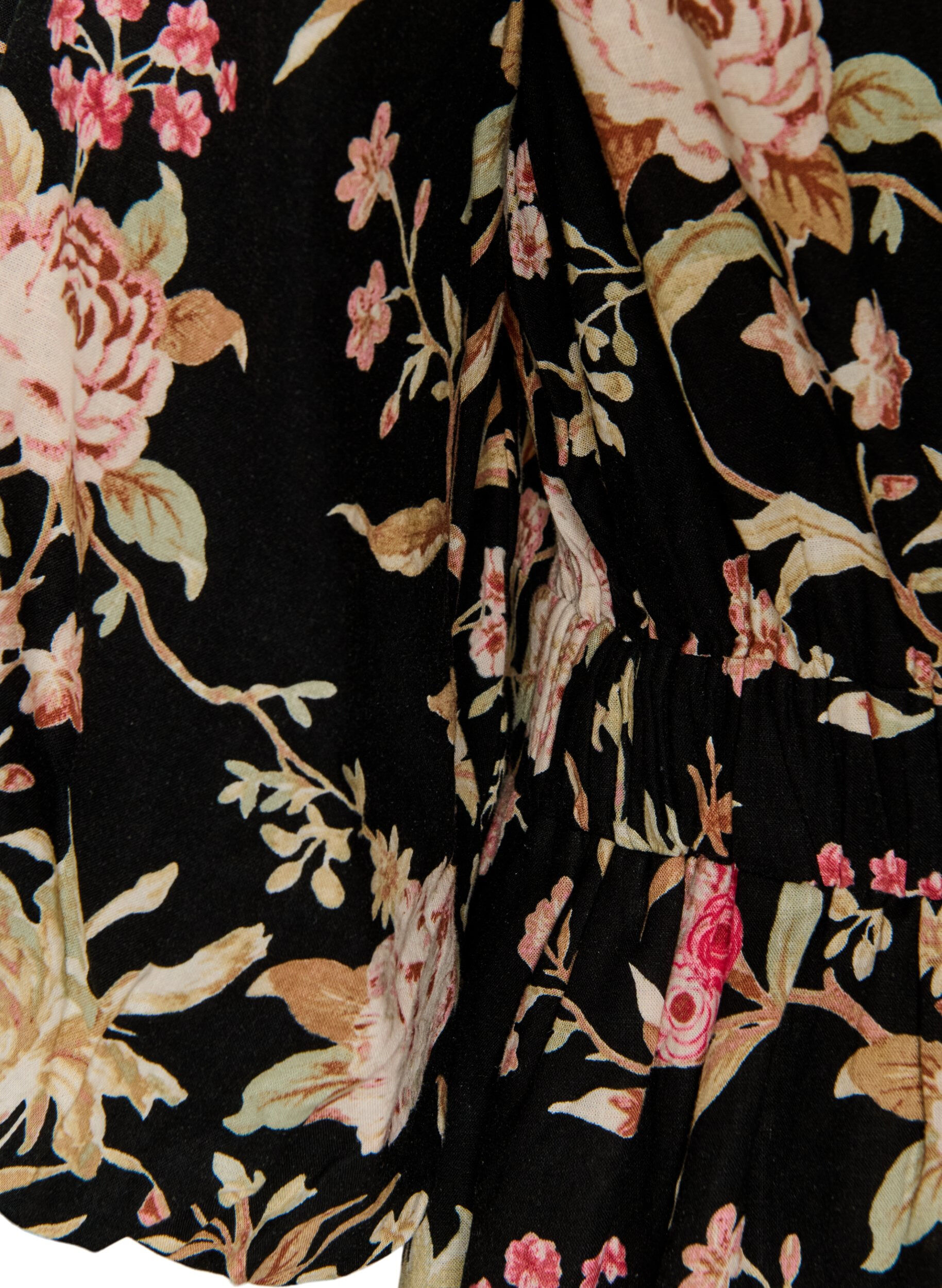 ZizziRobe fleurie en lin et viscose avec une taille empire, Noir, Packshot image number 3