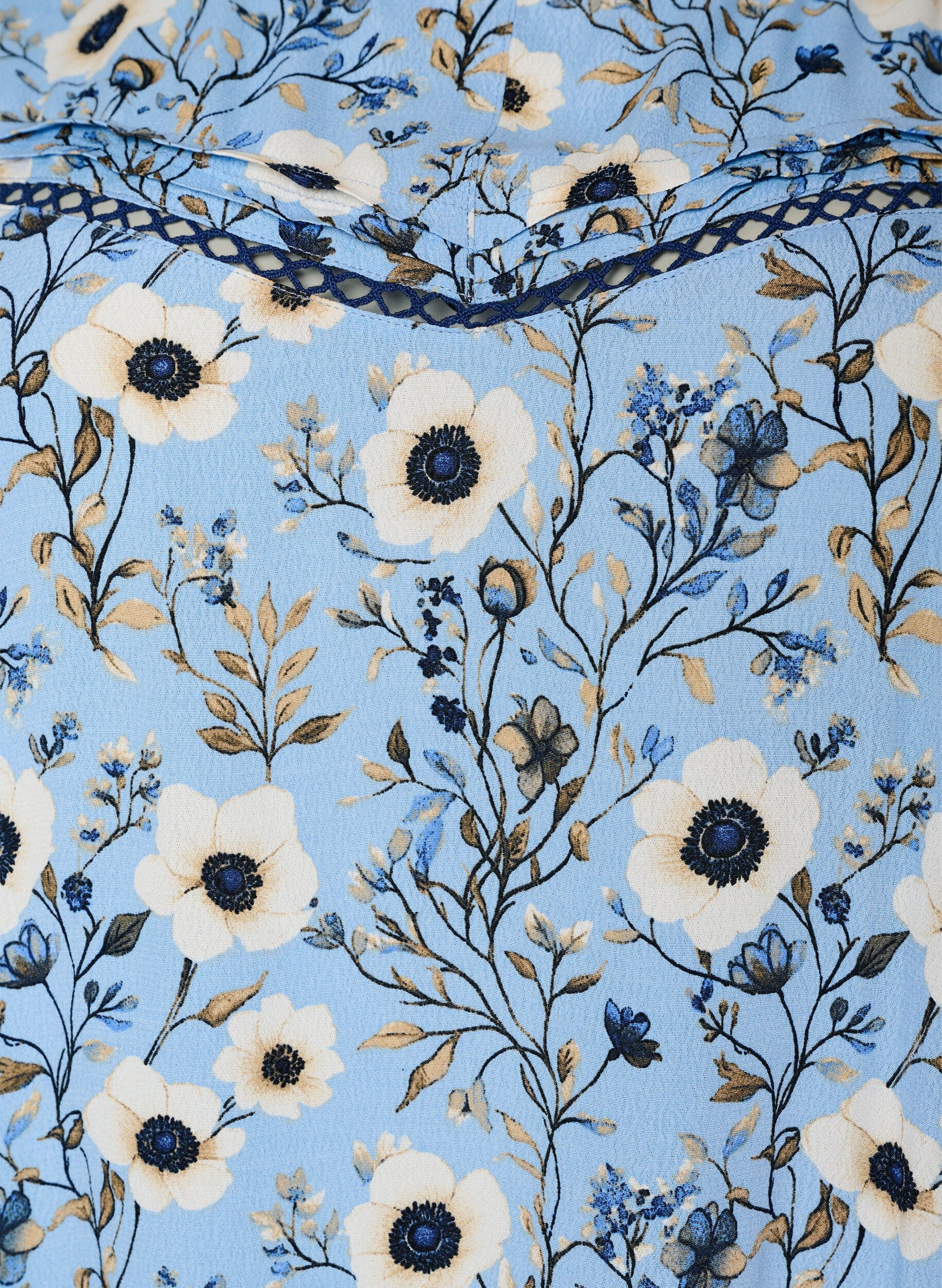 ZizziBlouse fleurie &agrave; manches courtes, Bleu, Packshot image number 2