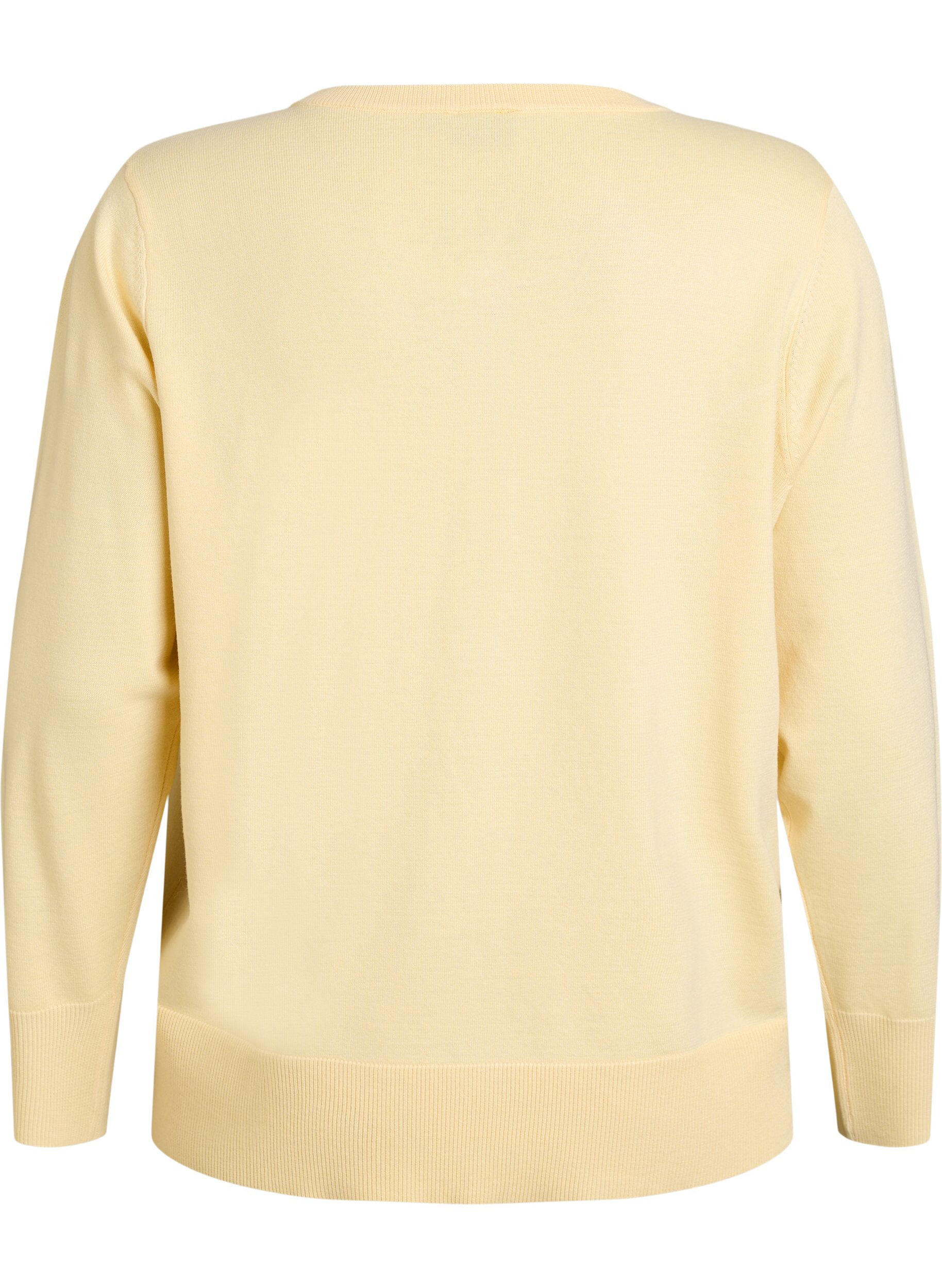 ZizziCardigan en maille fine avec col rond, Jaune clair, Packshot image number 1