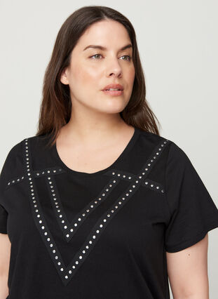 T shirt avec strass, Black, Model image number 2