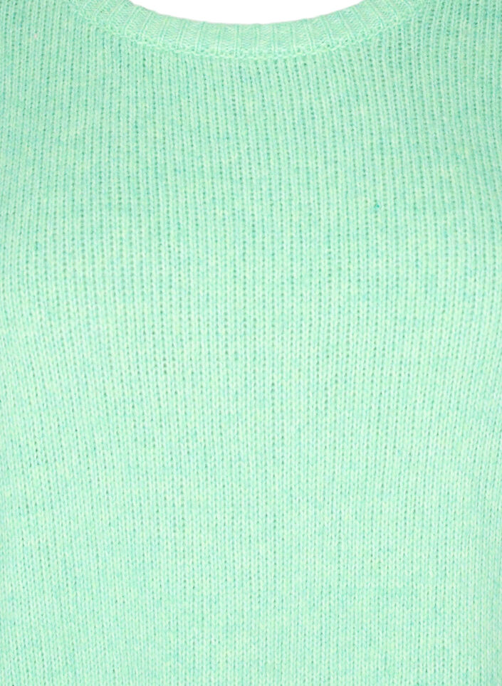 Pull en maille à manches longues, contenant de la laine et à col rond, Light G. Green Mel., Packshot image number 2