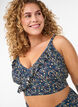 Haut de bikini &agrave; fleurs et &agrave; d&eacute;tails de jabot, Bleu p&eacute;trole, Model image number 3