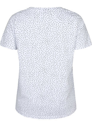 T-shirt en coton avec des points et un col en V, B.White/Black Dot, Packshot image number 1
