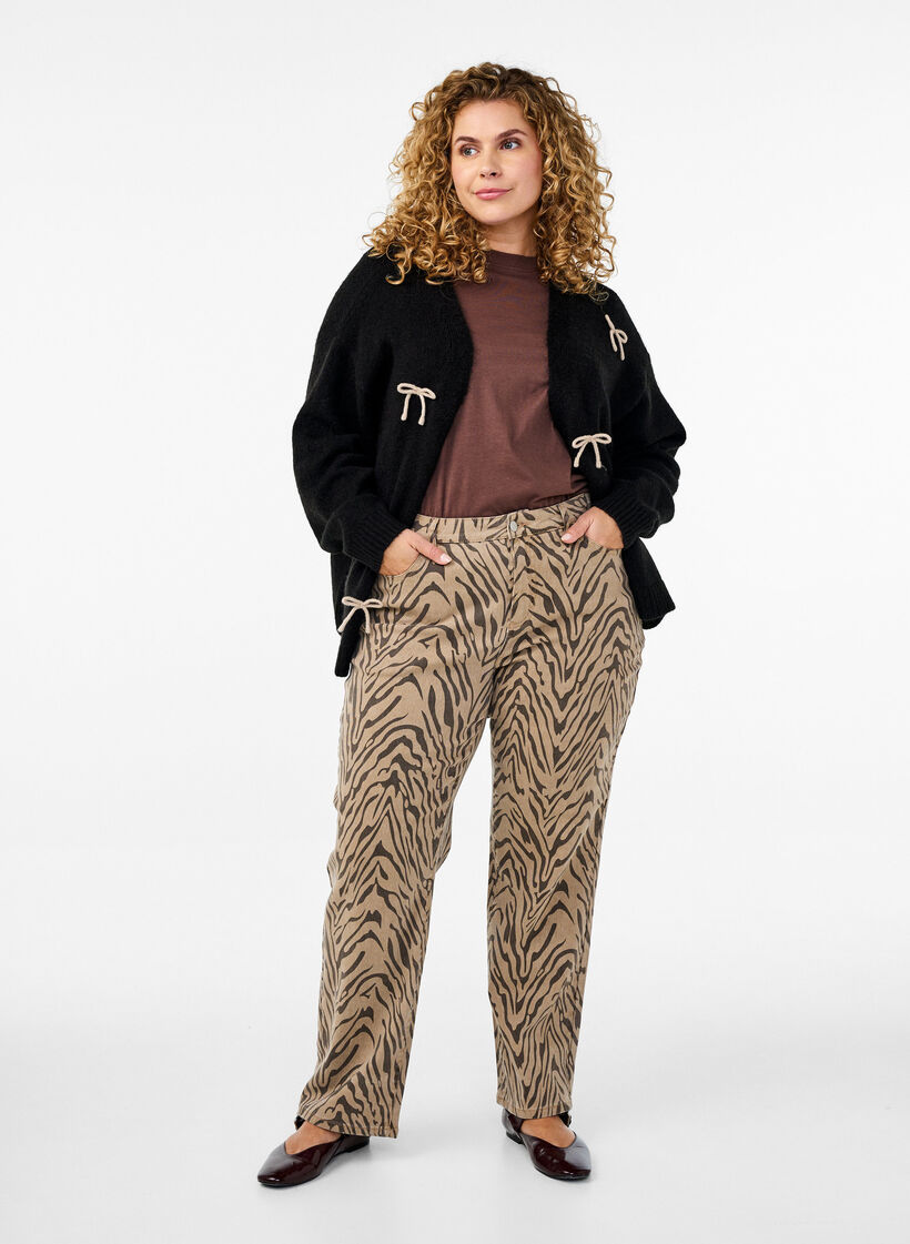 Cardigan court en maille et à nœuds, Black Comb, Model image number 2