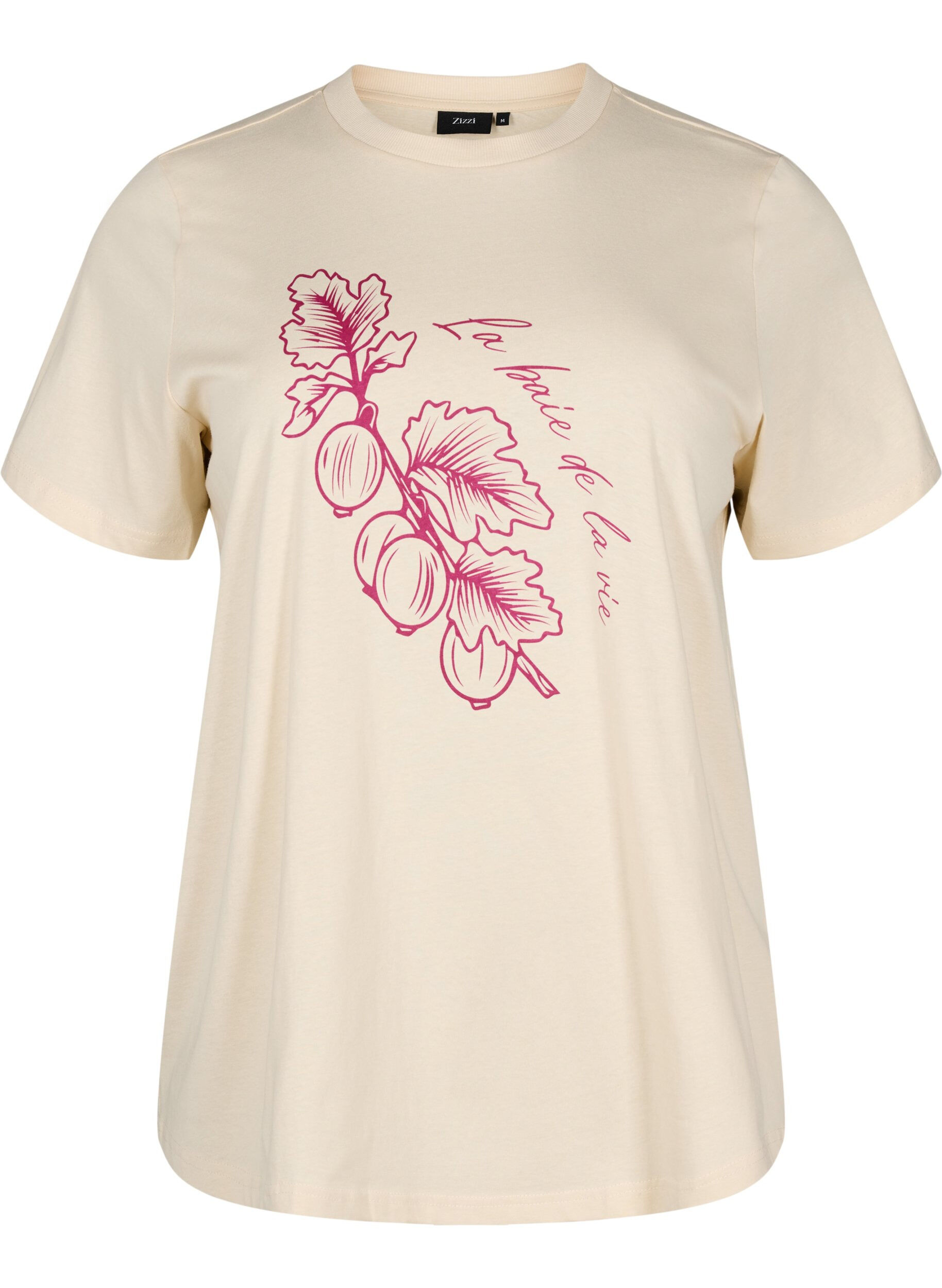 Zizzi T-shirt en coton avec imprim&eacute;, Beige, Packshot image number 0