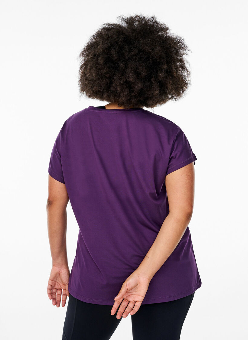 T-shirt de sport couleur unie, Violet, Model image number 2