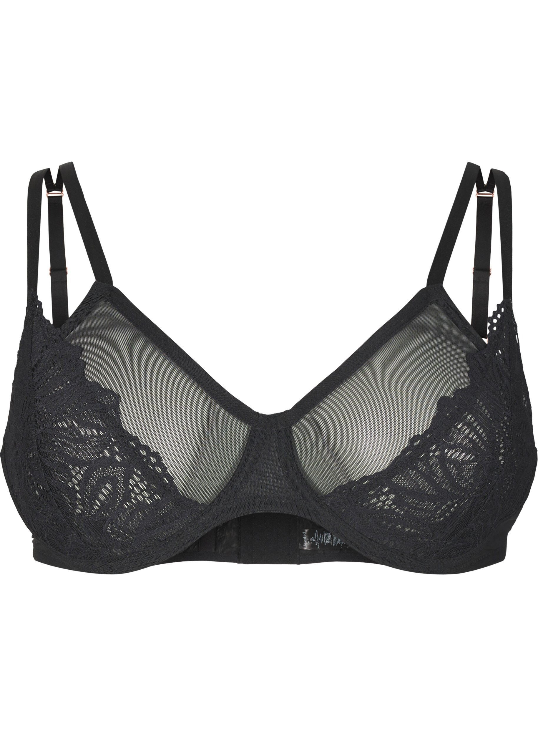 Zizzi Soutien-gorge couvrant avec dentelle et maille, Black, Packshot image number 0