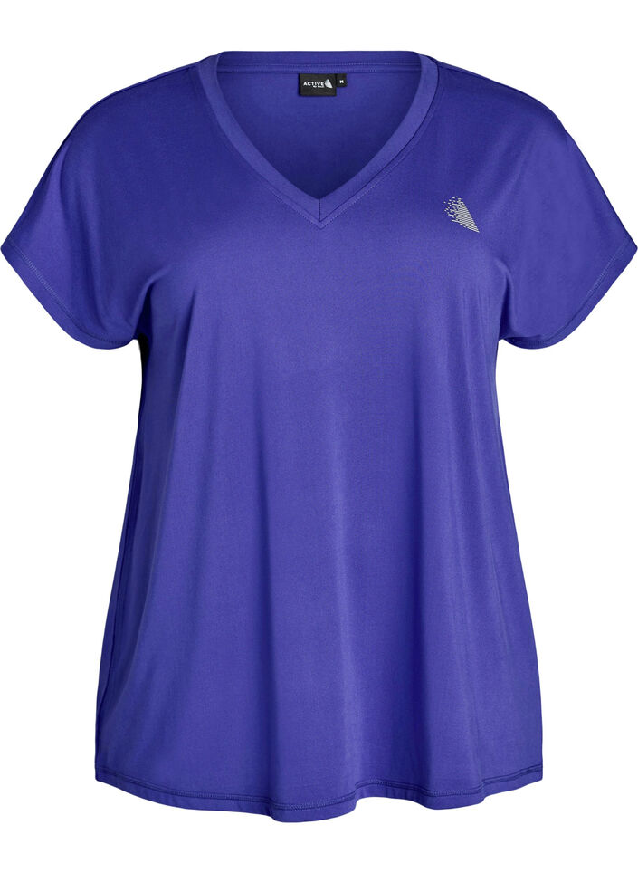 T-shirt d&rsquo;entra&icirc;nement ample avec col en V, Violet, Packshot image number 0