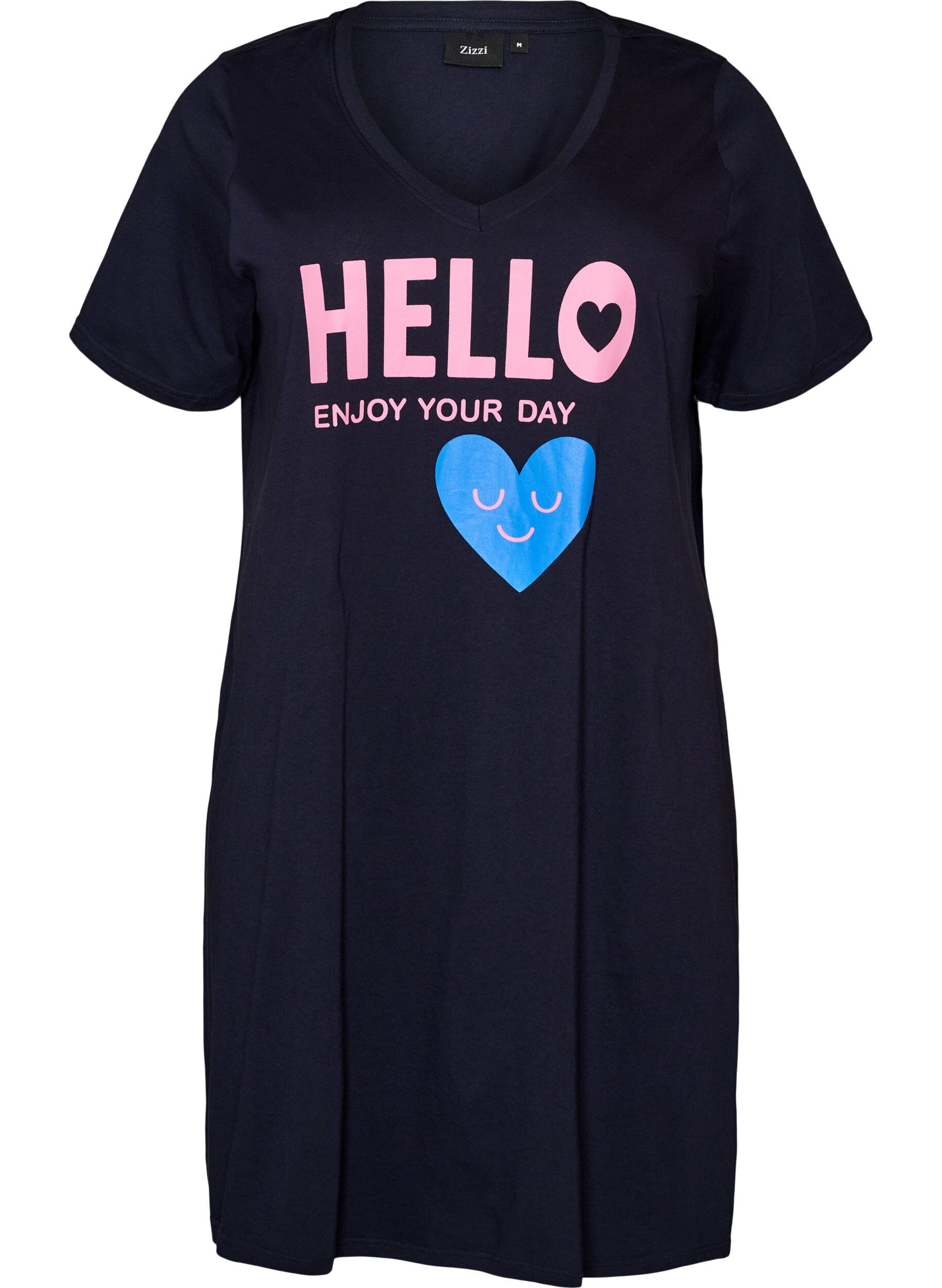 Chemise de nuit en coton biologique et &agrave; col en V