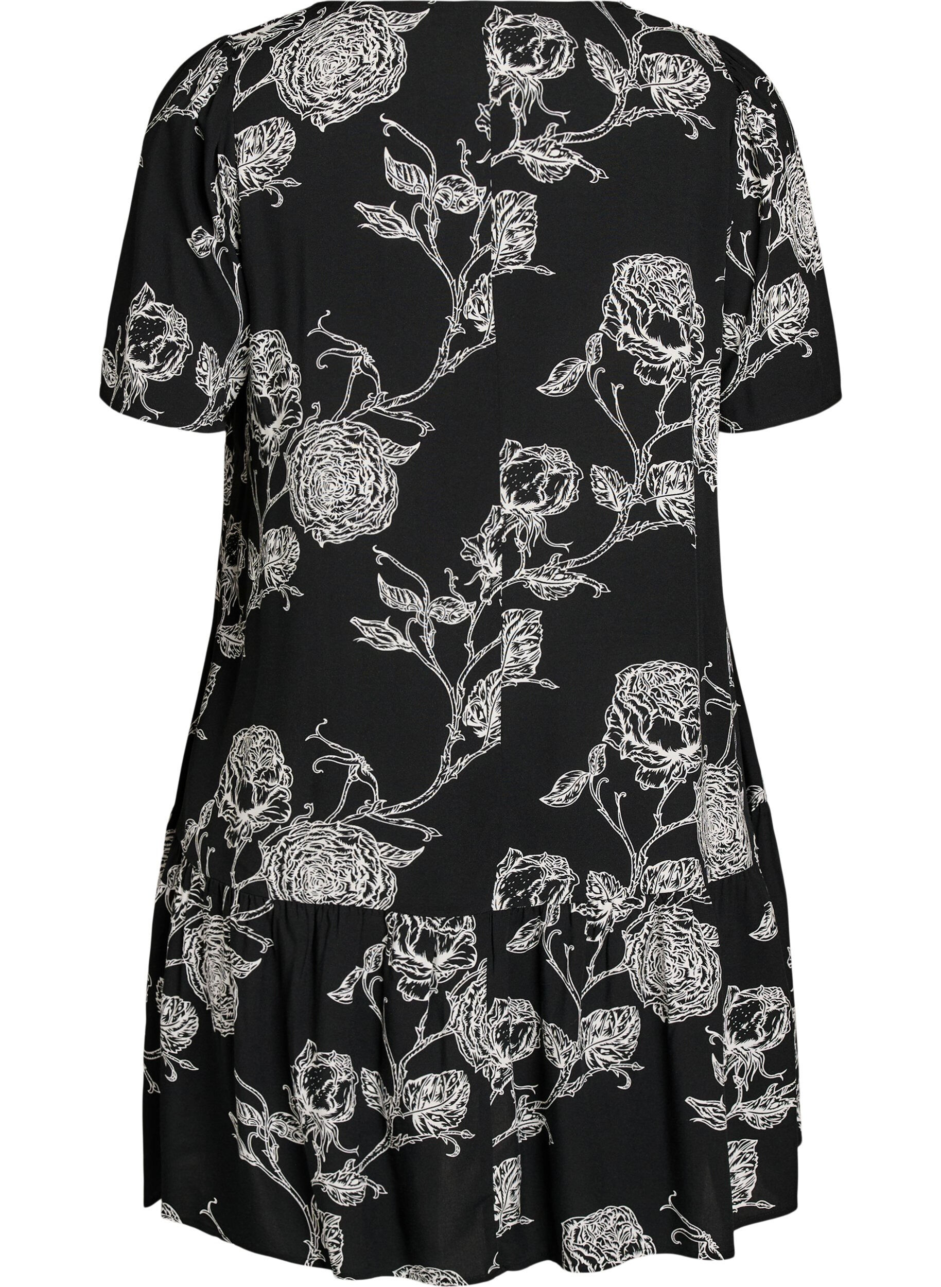 ZizziRobe en viscose avec d&eacute;coupe, Noir, Packshot image number 1