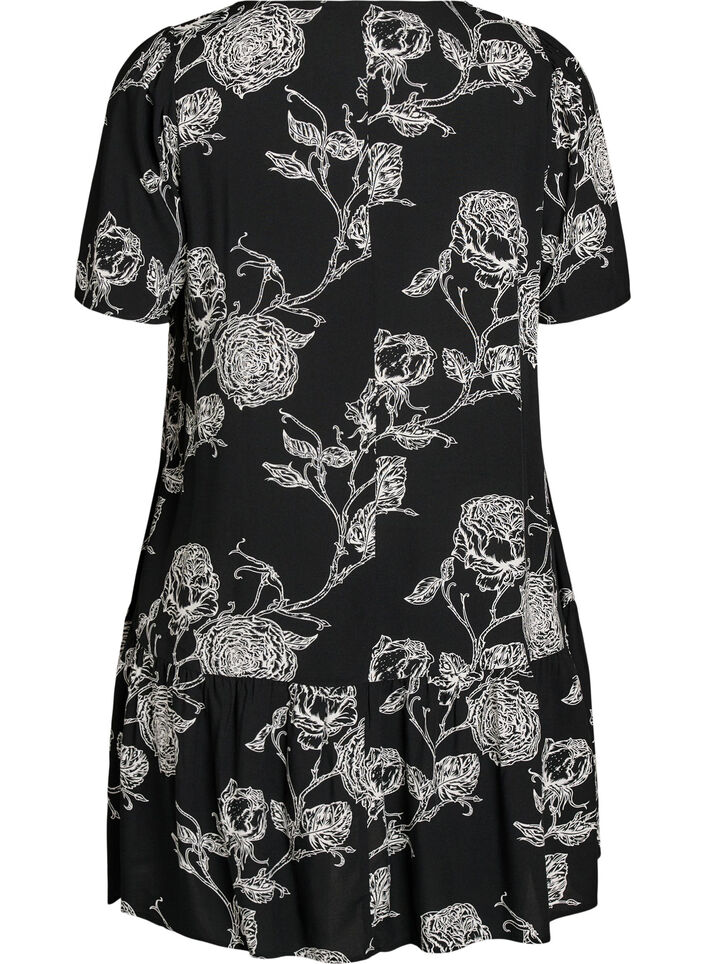 Robe en viscose avec d&eacute;coupe, Noir, Packshot image number 1