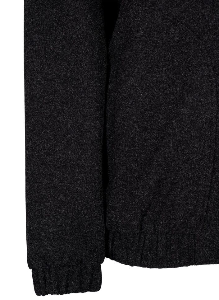  Blouson bomber aspect laine avec poches, Dark Grey Melange, Packshot image number 3