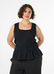 Top sans manches en coton et lin avec smocks, Noir, Model image number 0