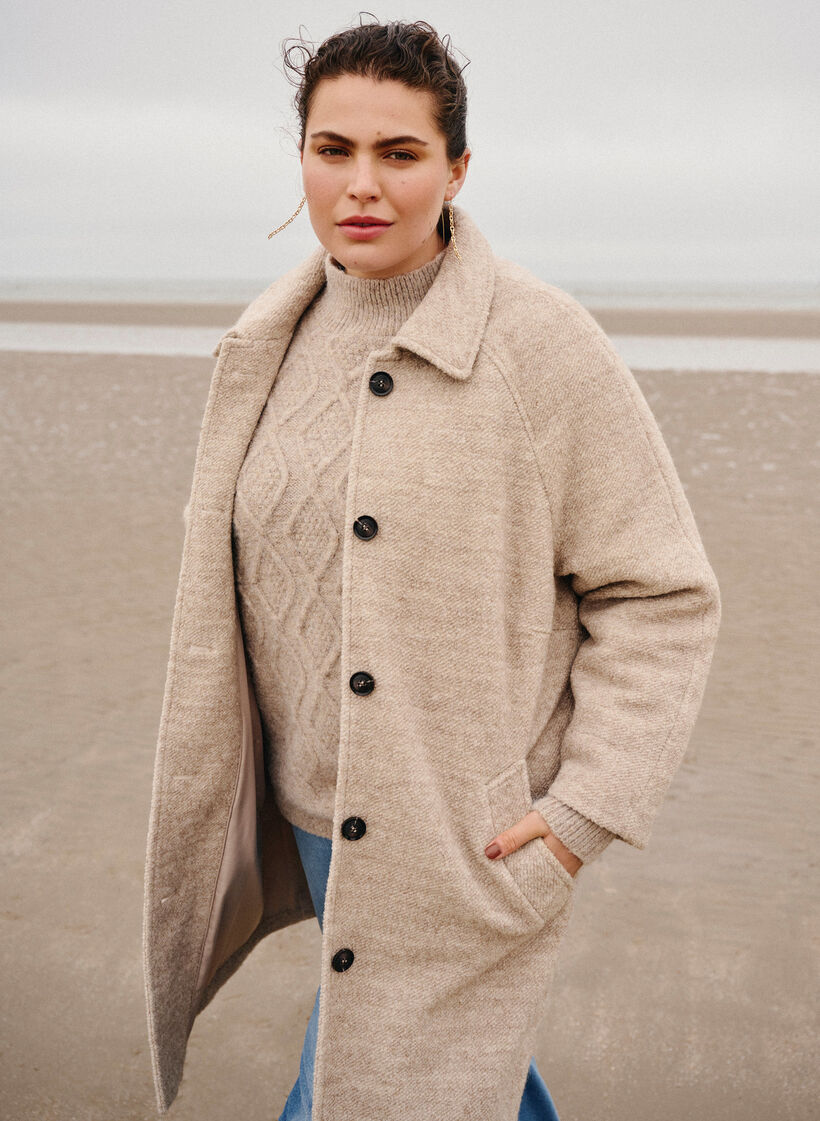 Manteau bouclé à carreaux avec boutons, Simply Taupe, Image image number 0
