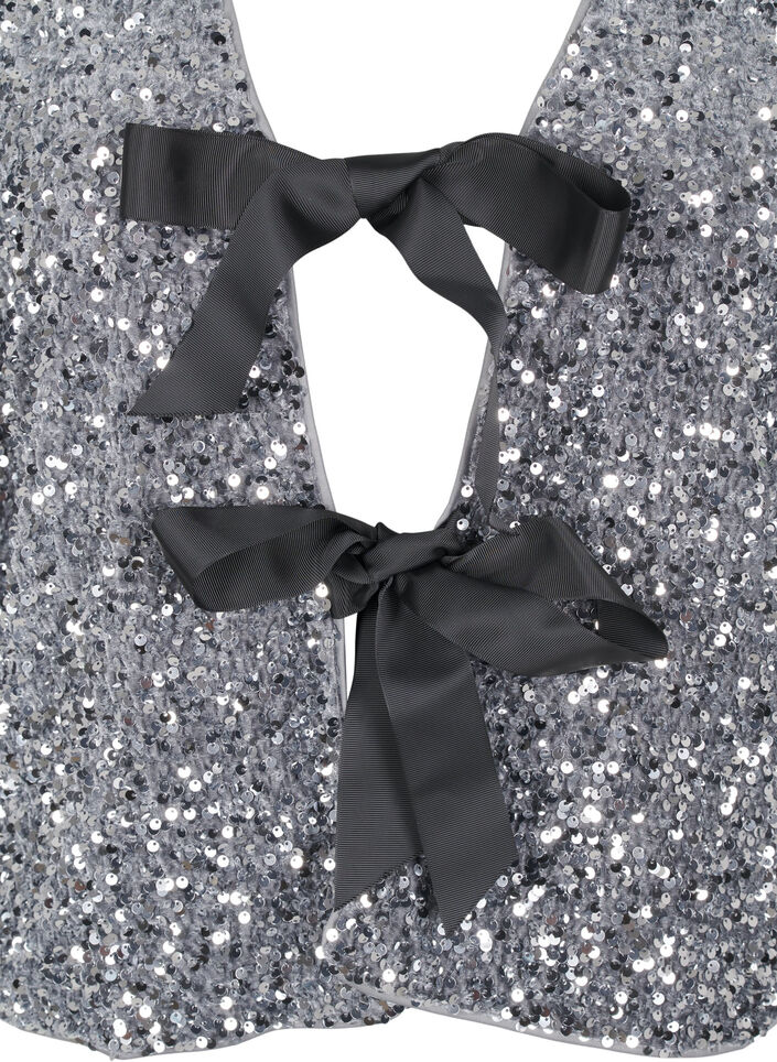 Chemisier à paillettes avec détails de liens, Silver, Packshot image number 2