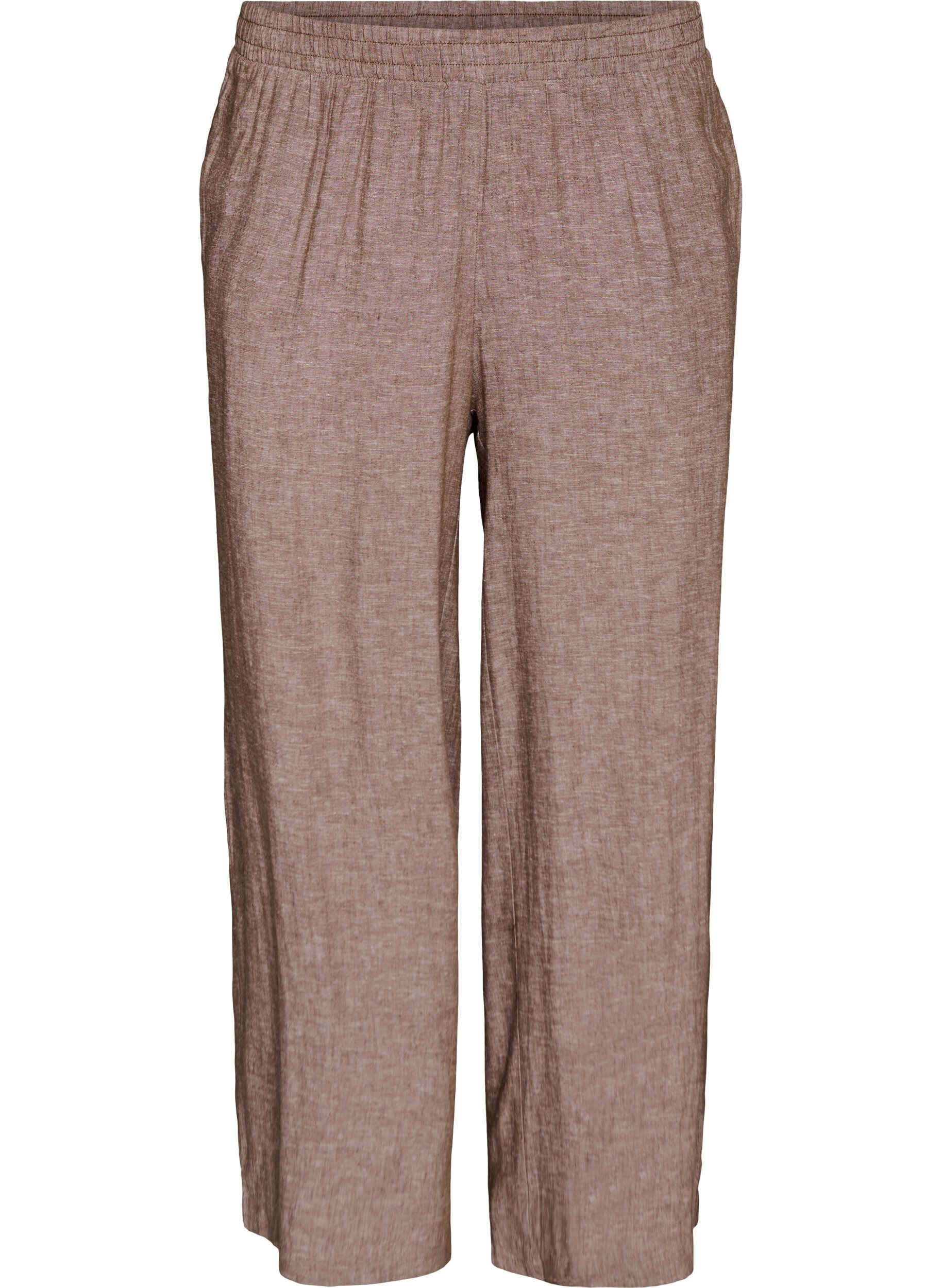 Pantalon large en lin et viscose