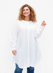 Chemise longue en viscose à structure rayée, Bright White, Model image number 0