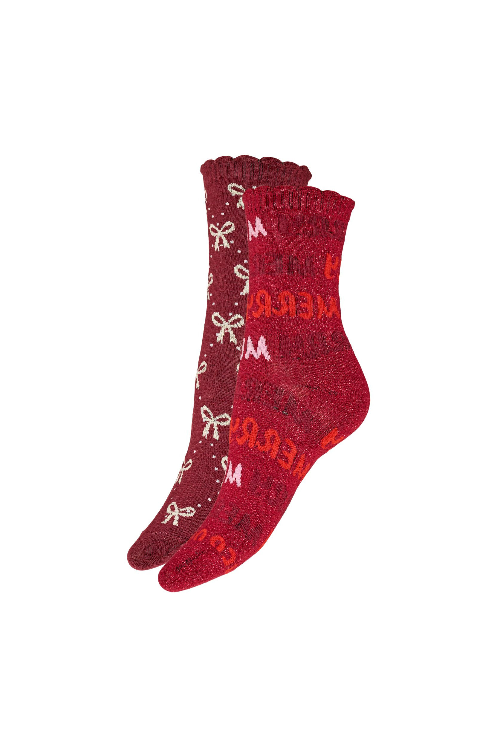 ZizziLot de 2 paires de chaussettes de No&euml;l, Rouge, Packshot image number 0