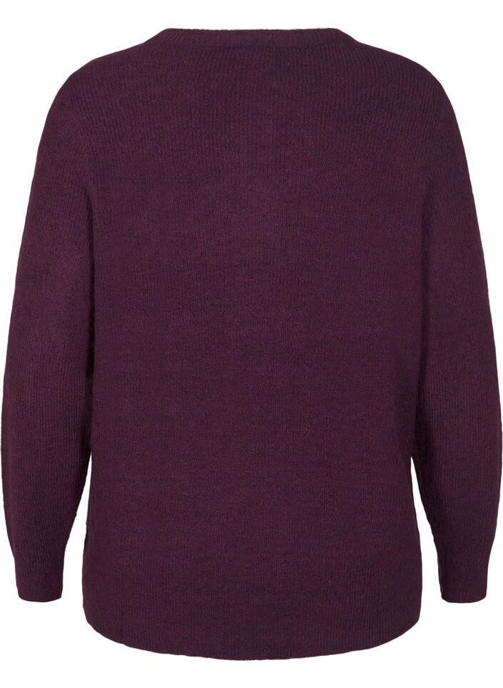 Pull mélangé à col rond, Potent Purple Mel., Packshot image number 1